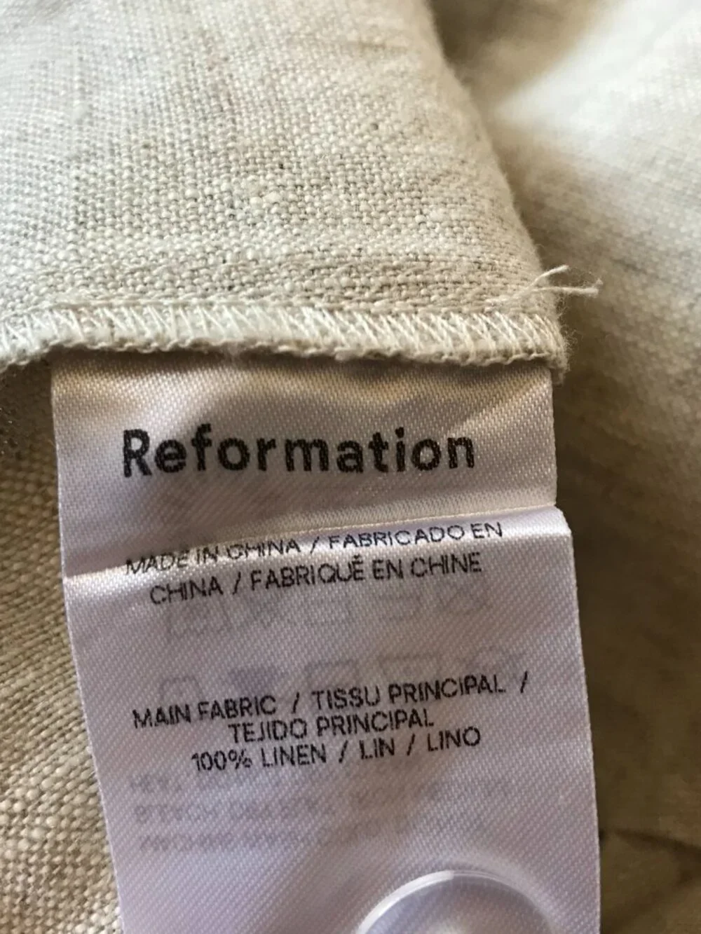 Reformation Asher Linen Wide Leg Pants Womens 6 Beige Khaki Pleated High Rise